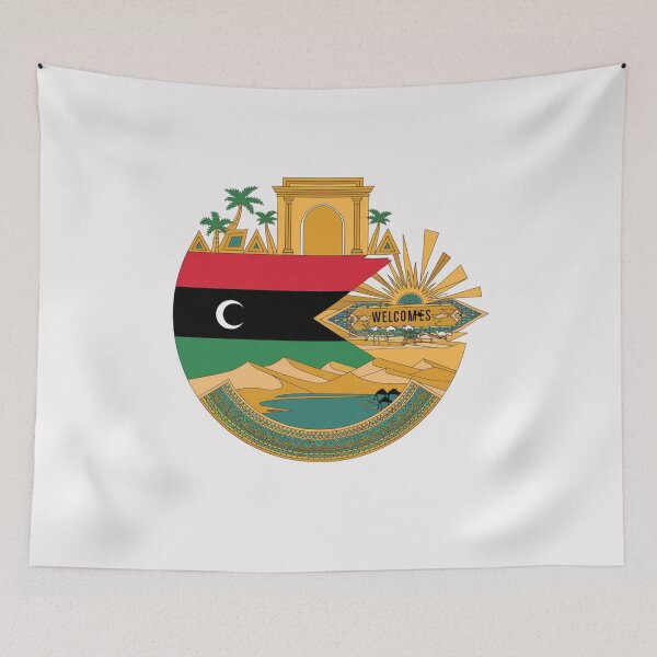 Item preview, Libya Welcomes Flag Map Tripoli, Benghazi, Sahara desert designed and sold by AnimalsDH305.
