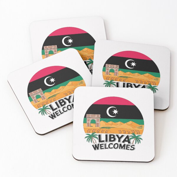 Item preview, Libya Welcomes Flag Map Tripoli, Benghazi, Sahara desert designed and sold by AnimalsDH305.