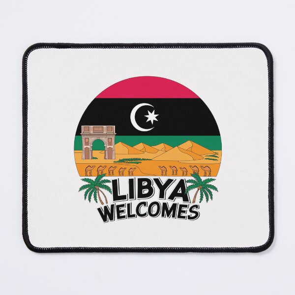 Item preview, Libya Welcomes Flag Map Tripoli, Benghazi, Sahara desert designed and sold by AnimalsDH305.