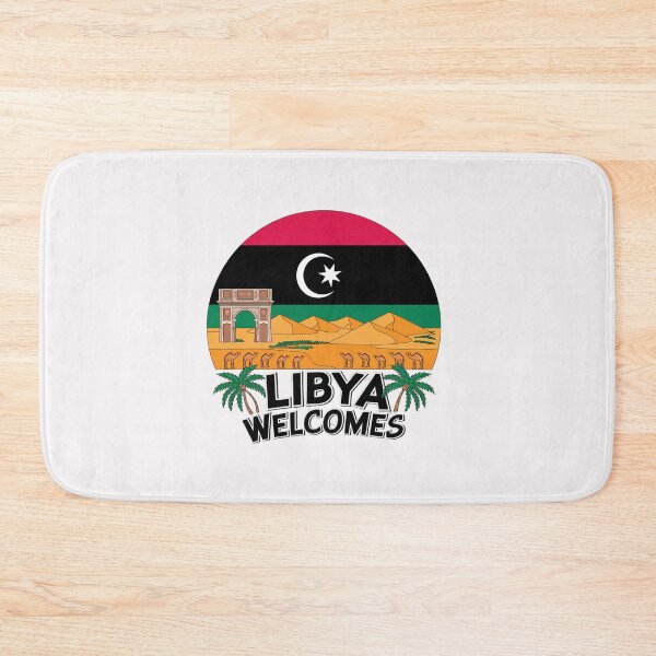 Item preview, Libya Welcomes Flag Map Tripoli, Benghazi, Sahara desert designed and sold by AnimalsDH305.