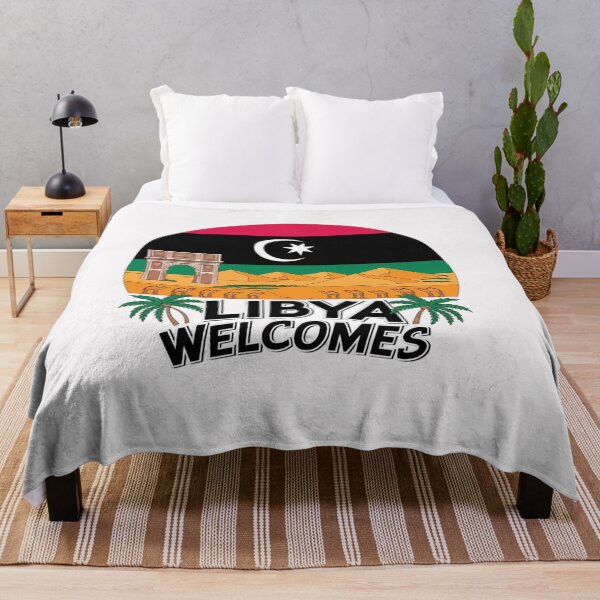 Item preview, Libya Welcomes Flag Map Tripoli, Benghazi, Sahara desert designed and sold by AnimalsDH305.
