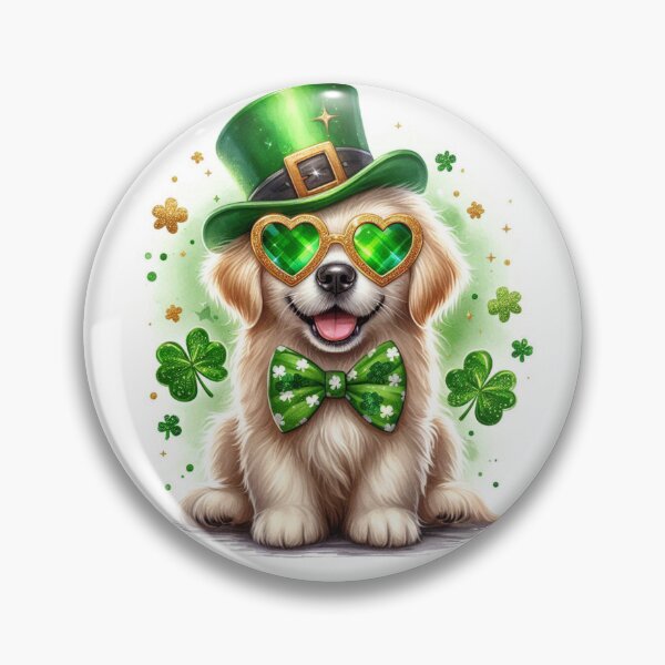 Item preview, A cute Golden Retriever dog and clovers designed and sold by BellaRoxiell.
