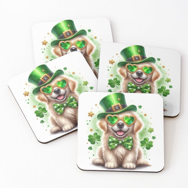 Item preview, A cute Golden Retriever dog and clovers designed and sold by BellaRoxiell.
