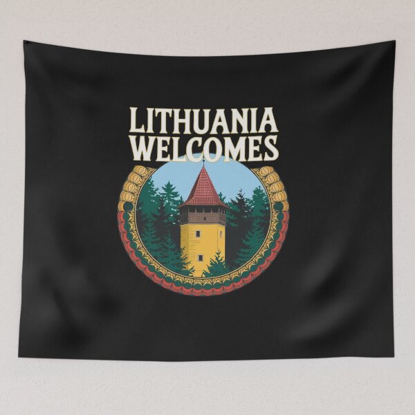 Item preview, Lithuania Welcomes Flag Map Vilnius, Trakai Island designed and sold by AnimalsDH305.