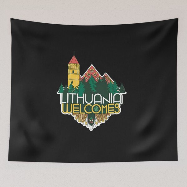 Item preview, Lithuania Welcomes Flag Map Vilnius, Trakai Island designed and sold by AnimalsDH305.