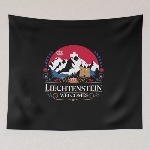 Item preview, Liechtenstein Welcomes Flag Map Vaduz, Alps designed and sold by AnimalsDH305.