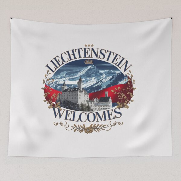 Item preview, Liechtenstein Welcomes Flag Map Vaduz,  Alps designed and sold by AnimalsDH305.