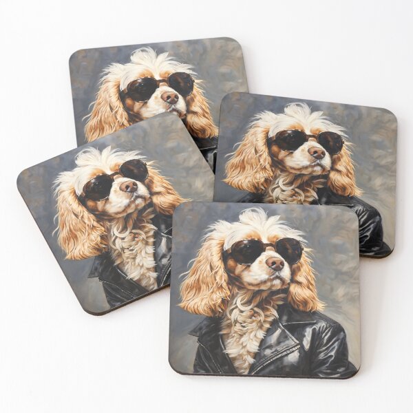 Item preview, Vintage Dog Art: Cocker Spaniel Stud with Sunglasses Portrait | Animal Art | Oil Painting | Animal Portrait designed and sold by UnhingedBird.