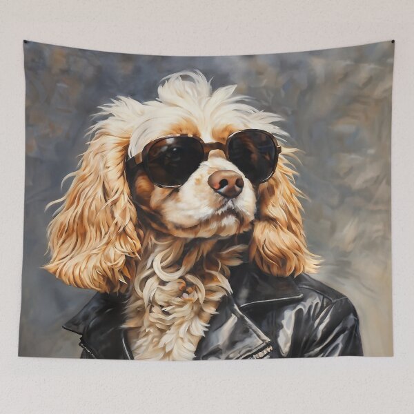 Item preview, Vintage Dog Art: Cocker Spaniel Stud with Sunglasses Portrait | Animal Art | Oil Painting | Animal Portrait designed and sold by UnhingedBird.