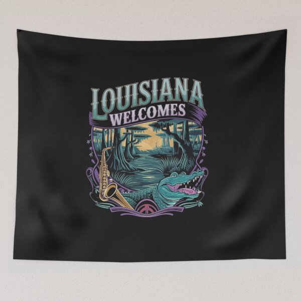 Item preview, Louisiana Welcomes Flag Map New Orleans,  designed and sold by AnimalsDH305.