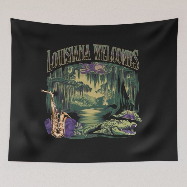 Item preview, Louisiana Welcomes Flag Map New Orleans,  designed and sold by AnimalsDH305.