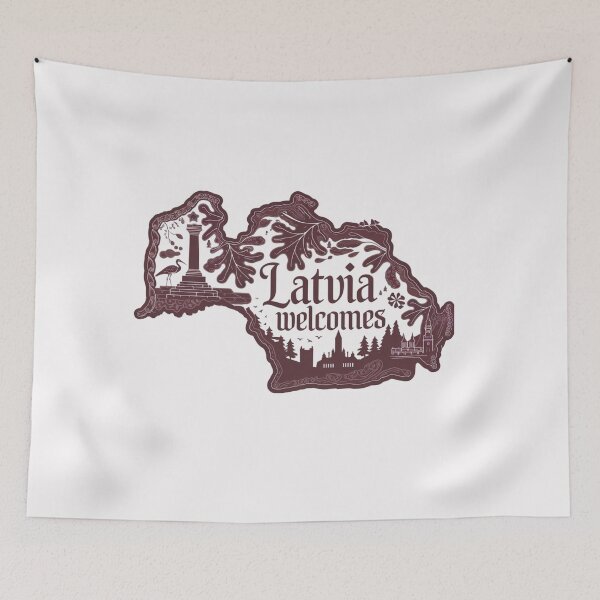 Item preview, Latvia Welcomes Flag Map Riga, art nouveau, Jurmala designed and sold by AnimalsDH305.