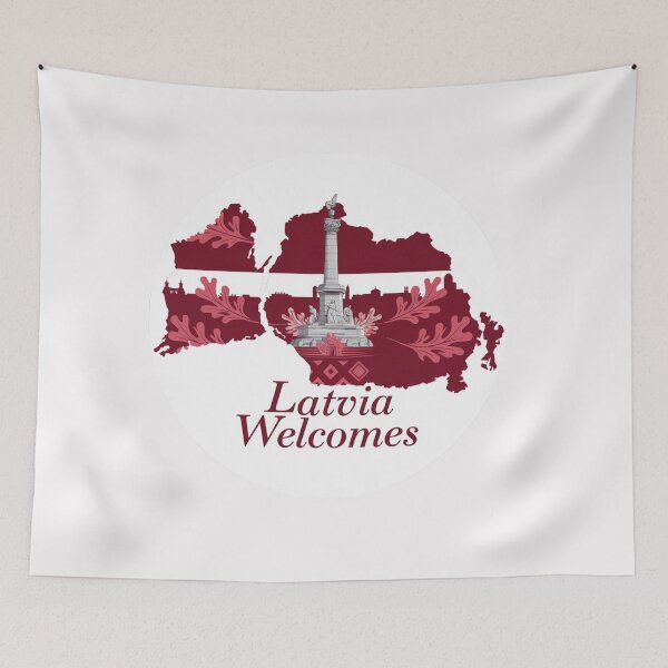 Item preview, Latvia Welcomes Flag Map Riga, art nouveau, Jurmala designed and sold by AnimalsDH305.