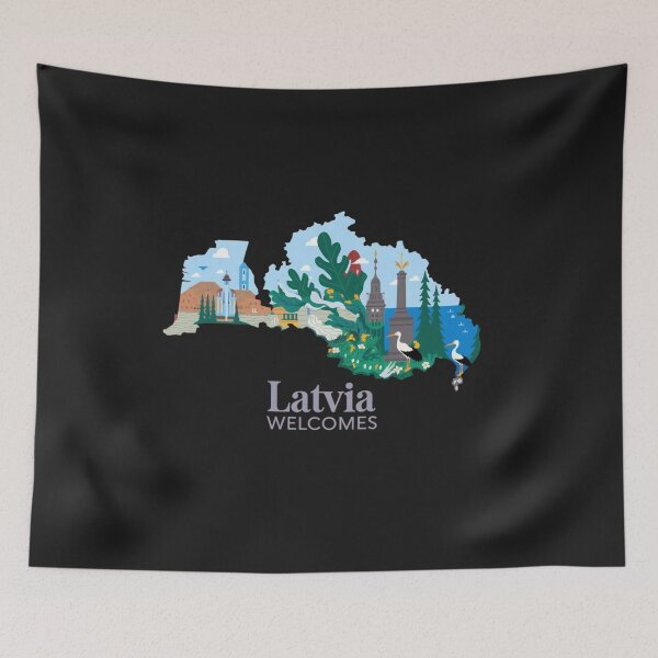 Item preview, Latvia Welcomes Flag Map Riga, art nouveau, Jurmala designed and sold by AnimalsDH305.