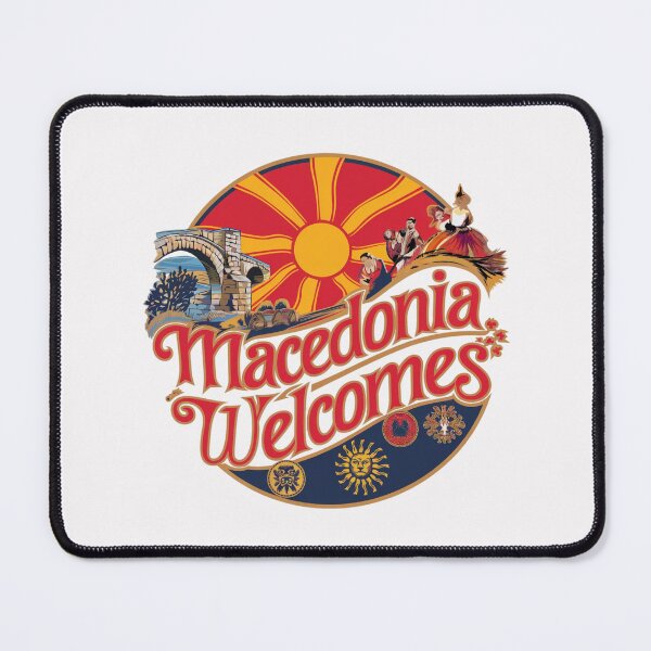 Item preview, Macedonia Welcomes Flag Map Skopje, Lake Ohrid designed and sold by AnimalsDH305.