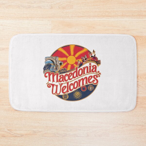 Item preview, Macedonia Welcomes Flag Map Skopje, Lake Ohrid designed and sold by AnimalsDH305.