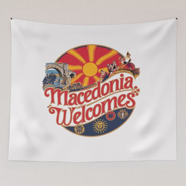 Item preview, Macedonia Welcomes Flag Map Skopje, Lake Ohrid designed and sold by AnimalsDH305.