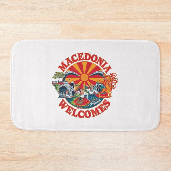 Item preview, Macedonia Welcomes Flag Map Skopje, Lake Ohrid designed and sold by AnimalsDH305.