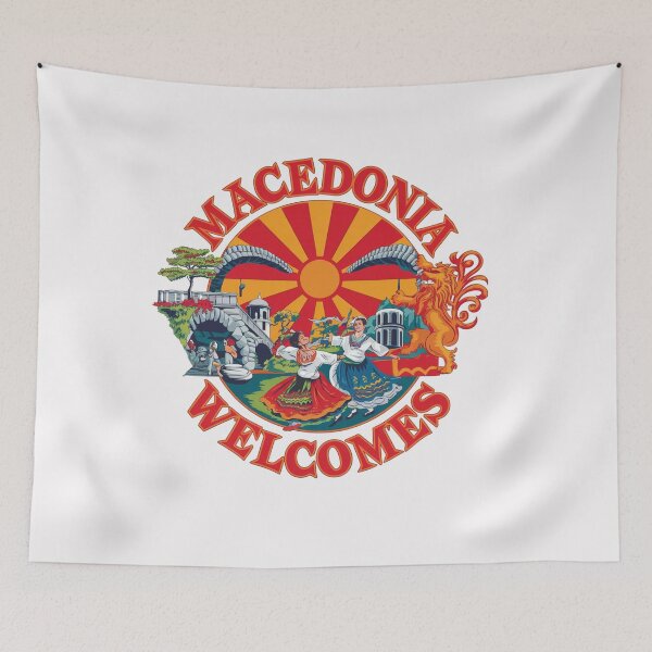 Item preview, Macedonia Welcomes Flag Map Skopje, Lake Ohrid designed and sold by AnimalsDH305.