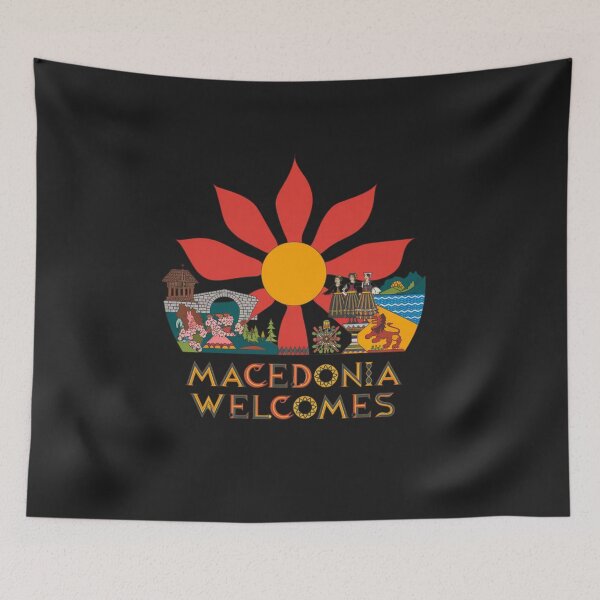 Item preview, Macedonia Welcomes Flag Map Skopje, Lake Ohrid designed and sold by AnimalsDH305.