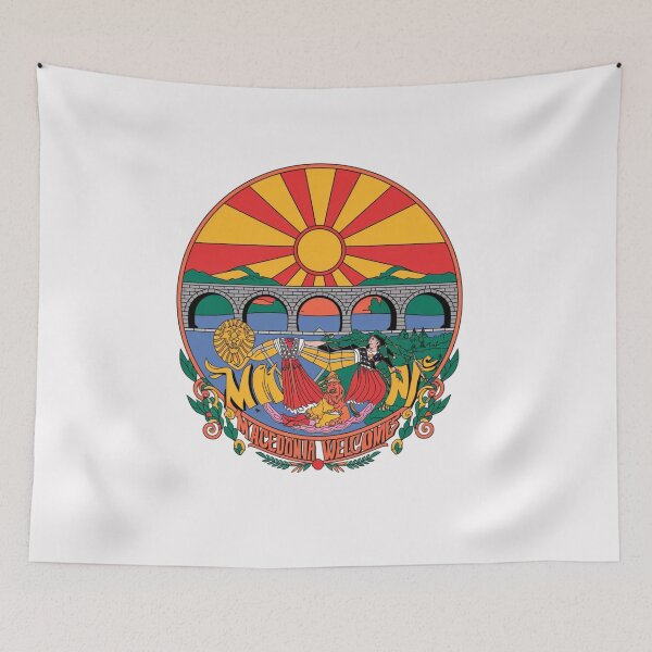 Item preview, Macedonia Welcomes Flag Map Skopje, Lake Ohrid designed and sold by AnimalsDH305.