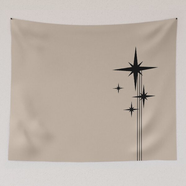 Item preview, 1950s Atomic Age Retro Starbursts Beige Taupe and Black designed and sold by kierkegaard.