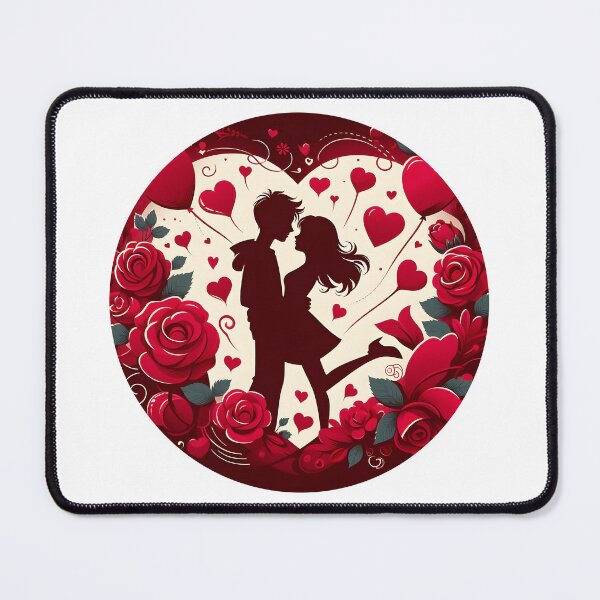 Item preview, Valentine's Day Embracing Couple with Hearts and Roses designed and sold by inktok.