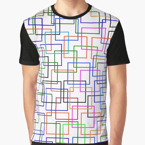 Colored line squares pattern Graphic T-Shirt