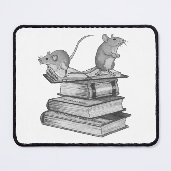 Item preview, Cute MICE Standing on BOOKS, Hand Drawn Pencil Illustration designed and sold by JoyfulWhimsy.