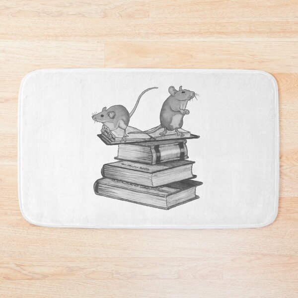 Item preview, Cute MICE Standing on BOOKS, Hand Drawn Pencil Illustration designed and sold by JoyfulWhimsy.