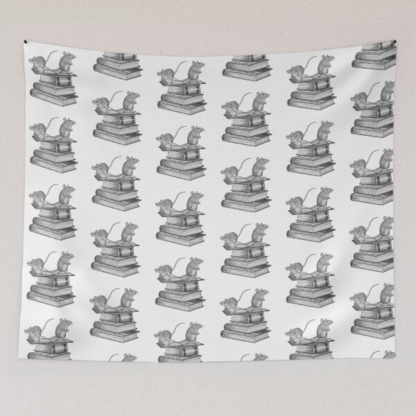 Item preview, Cute MICE Standing on BOOKS, Hand Drawn Pencil Illustration designed and sold by JoyfulWhimsy.