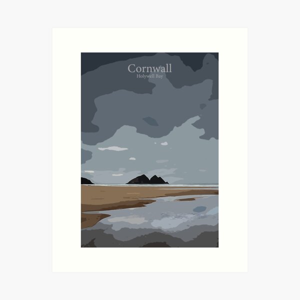 Item preview, Holywell Bay, Cornwall - Vector style graphic designed and sold by The Cornwall Collection.