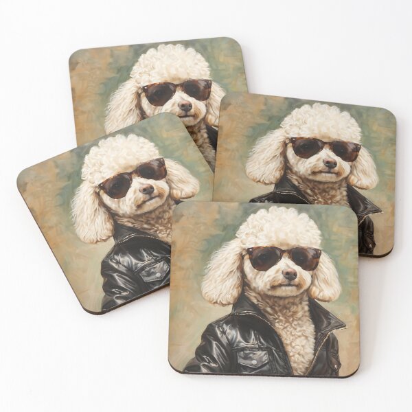 Item preview, Vintage Dog Art: Poodle Stud with Sunglasses Portrait | Animal Art | Oil Painting | Animal Portrait designed and sold by UnhingedBird.