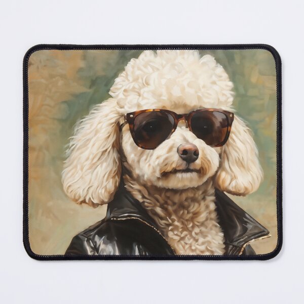 Item preview, Vintage Dog Art: Poodle Stud with Sunglasses Portrait | Animal Art | Oil Painting | Animal Portrait designed and sold by UnhingedBird.