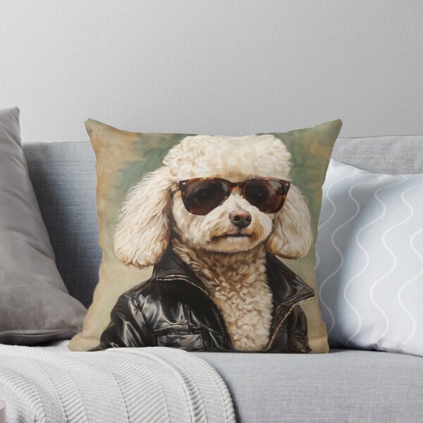 Item preview, Vintage Dog Art: Poodle Stud with Sunglasses Portrait | Animal Art | Oil Painting | Animal Portrait designed and sold by UnhingedBird.