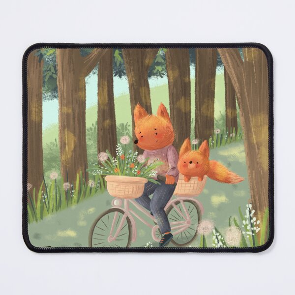 Item preview, Cute foxes riding a bike in a park designed and sold by volhakaliaha.
