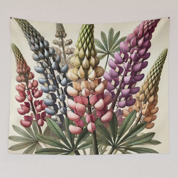 Item preview, Botanical - Elegant Lupin Blooms Botanical Art by heidiannemorris designed and sold by FOLK ART FUSION by heidiannemorris.
