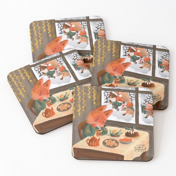 Item preview, A fox having a Christmas dinner alone, not knowing that his friends are going to visit him designed and sold by volhakaliaha.
