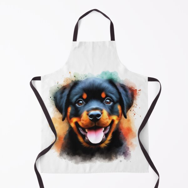 Item preview, Colorful Happy Rottweiler Puppy Watercolor Portrait designed and sold by MaedK.