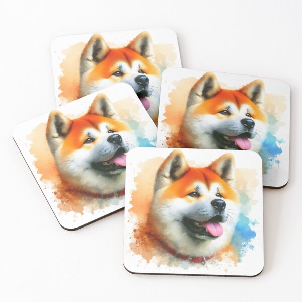 Item preview, Colorful Japanese Akita Watercolor Portrait designed and sold by MaedK.