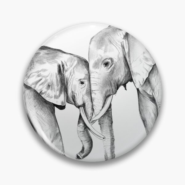 Item preview, Loving Elephants: Romantic Pencil Drawing of Two Elephants in Love designed and sold by Pandositive.