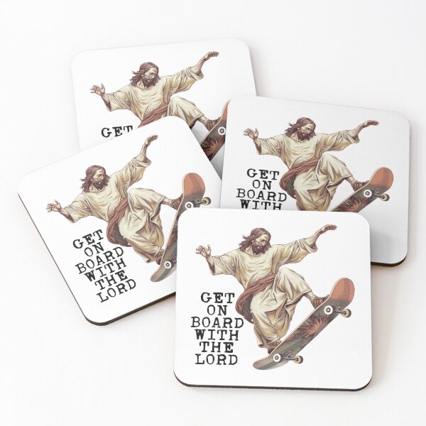 Item preview, Funny Christian Skateboarding - Get On Board With The Lord - Sarcastic Jesus Skating designed and sold by RockFireMerch.