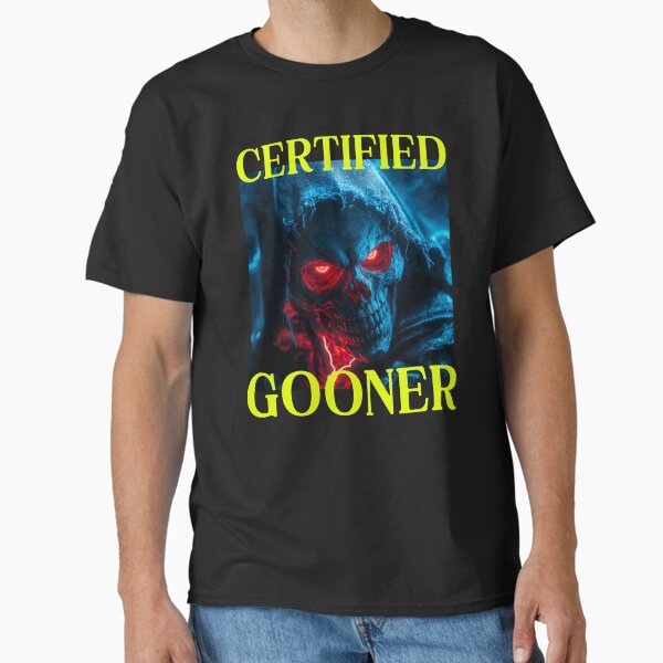 Item preview, Certified Gooner Hard Skeleton Oddly Specific Meme designed and sold by RockFireMerch.