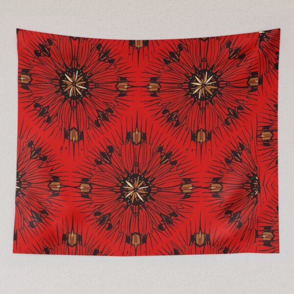 Item preview, Authentic Nigerian Adire Pattern - Bold Red and Gold Traditional Design for African Fashion designed and sold by Collision19.