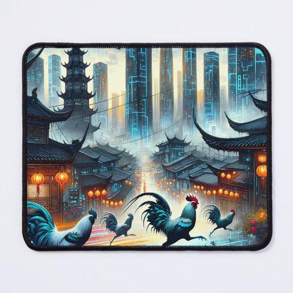 Item preview, Neon Roosters in Futopia designed and sold by FNORD-10111.