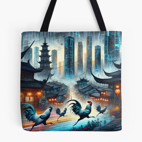Item preview, Gallos de neón en Futopia designed and sold by FNORD-10111.