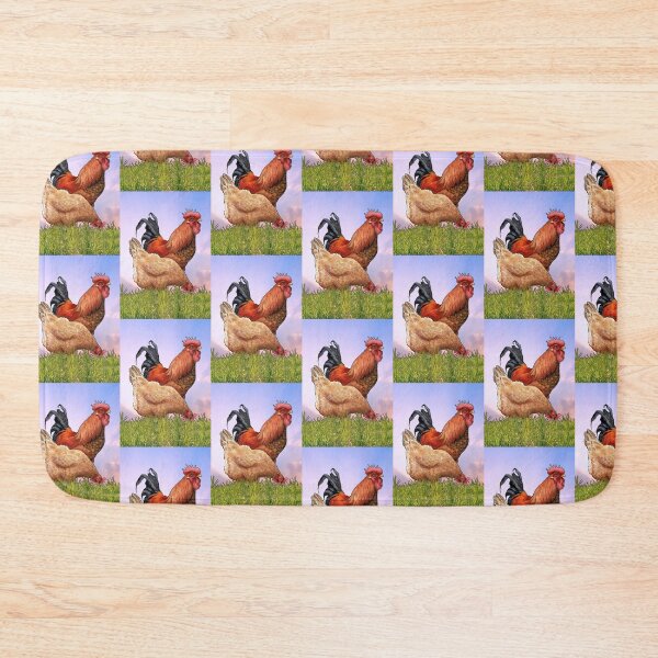 Item preview, Rooster and Chicken in Grass, Farm Animals, Poultry, Art, Illustration designed and sold by JoyfulWhimsy.