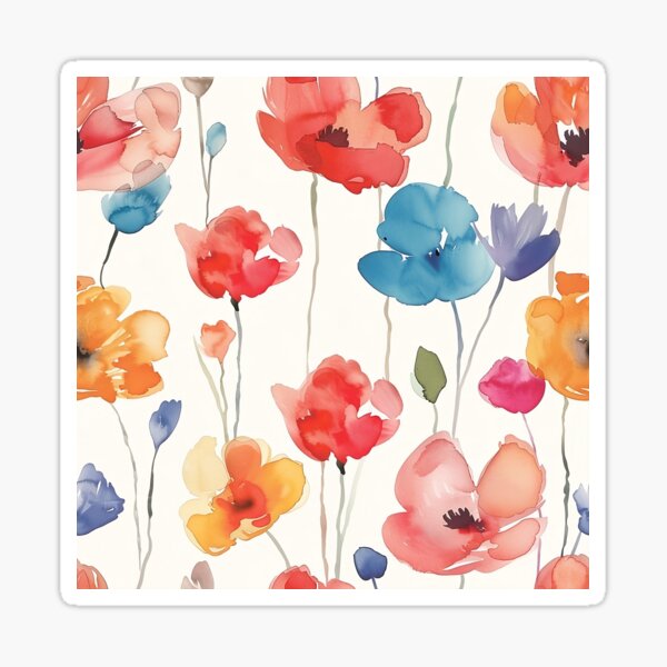 Item preview, Colourful  Water Color Poppies Pattern designed and sold by TossedSweetCorn.