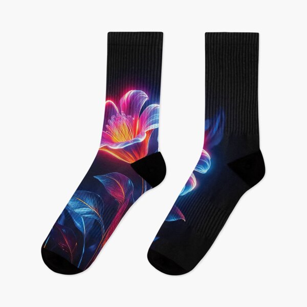Item preview, A design of Neon-colored flowers with glowing edges, rendered in a modern digital style. designed and sold by HEMRO.