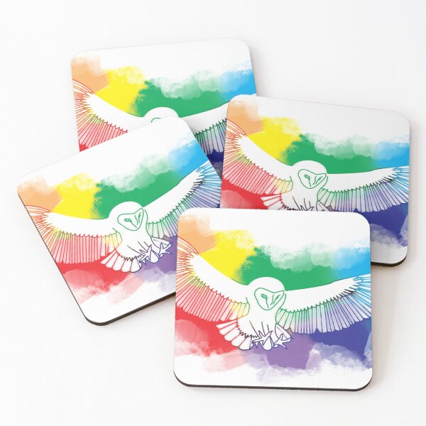 Item preview, Bold Rainbow Flying Owl Watercolor Digital Painting designed and sold by amgraphics.